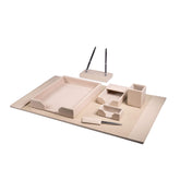 White Latte Bonded Leather Desk Set, 7pc